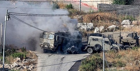 شاهد لحظة تفجير عبوات ناسفة على آليات الجيش الإسرائيلي في جنين