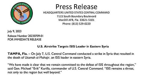الولايات المتحدة تُعلن اغتيال زعيم تنظيم الدولة في سوريا